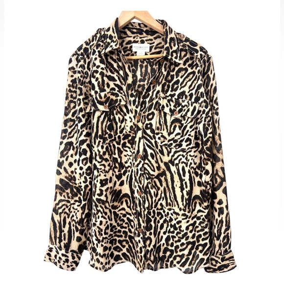 Ralph Lauren Denim & Supply Animal Print Blouse Size Large Festival Vacation - Picture 2 of 10